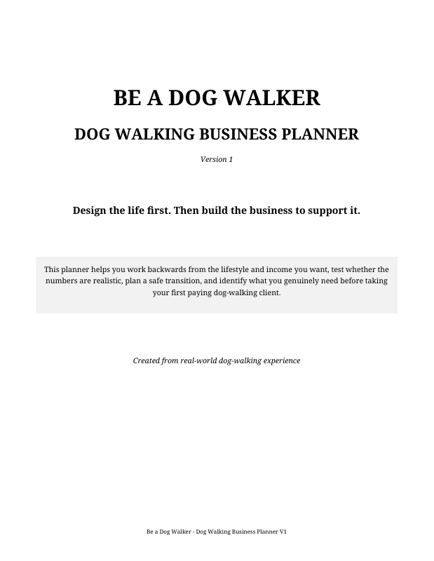 Cover of the Dog Walking Business Planner PDF